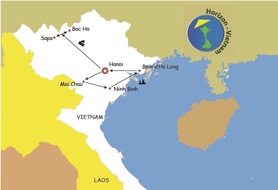Carte circuit nord Vietnam